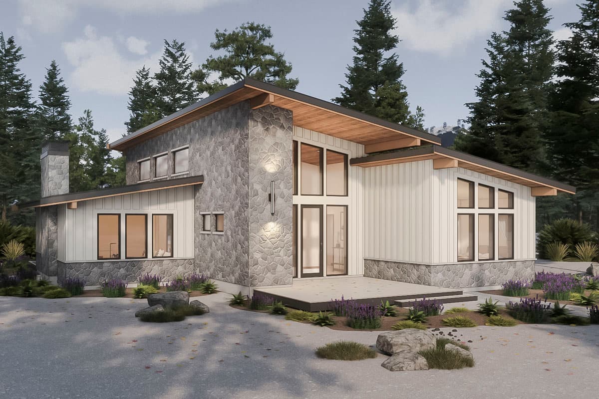 Plan 330019WLE: Contemporary House Plan with 3 Clustered Bedrooms with Vaulted Ceilings - 1893 Sq Ft - Image #9 - Contemporary, Mid Century Modern, Modern