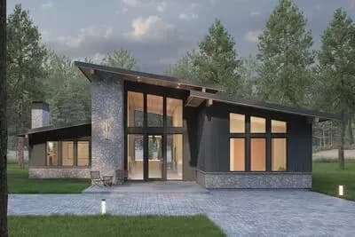 Contemporary House Plan with 3 Clustered Bedrooms with Vaulted Ceilings - 1893 Sq Ft