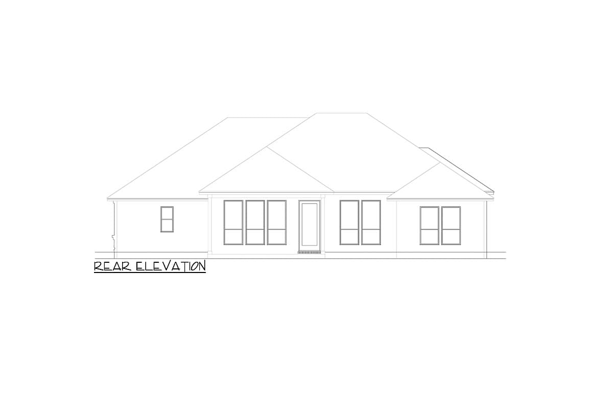 Plan 264106KMD: One Story Stone and Stucco House Plan with Hipped Roof and 2-Car Garage - 2546 Sq Ft - Image #5 - Ranch, Southern