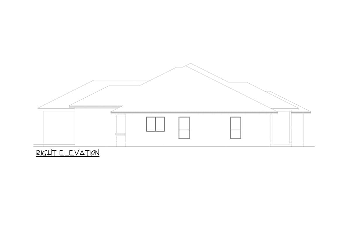 Plan 264106KMD: One Story Stone and Stucco House Plan with Hipped Roof and 2-Car Garage - 2546 Sq Ft - Image #4 - Ranch, Southern