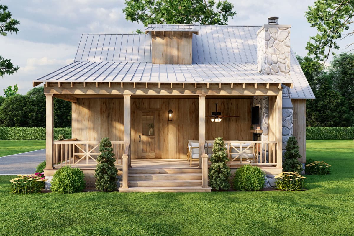 Plan 70884MK: Country Cabin House Plan with Upstairs Bunk Room - 1425 Sq Ft - Image #5 - Cabin, Country, Craftsman, Rustic