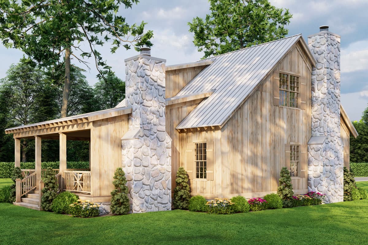 Plan 70884MK: Country Cabin House Plan with Upstairs Bunk Room - 1425 Sq Ft - Image #6 - Cabin, Country, Craftsman, Rustic