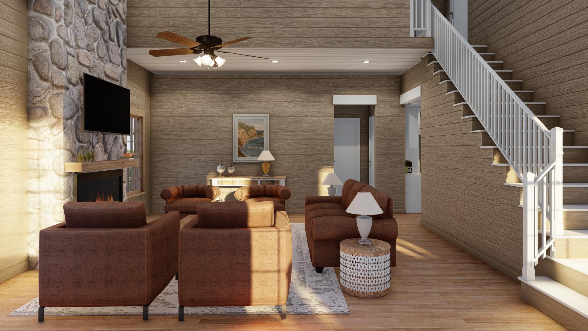 Plan 70884MK: Country Cabin House Plan with Upstairs Bunk Room - 1425 Sq Ft - Image #10 - Cabin, Country, Craftsman, Rustic