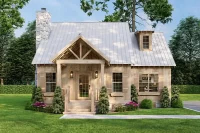 Country Cabin House Plan with Upstairs Bunk Room - 1425 Sq Ft