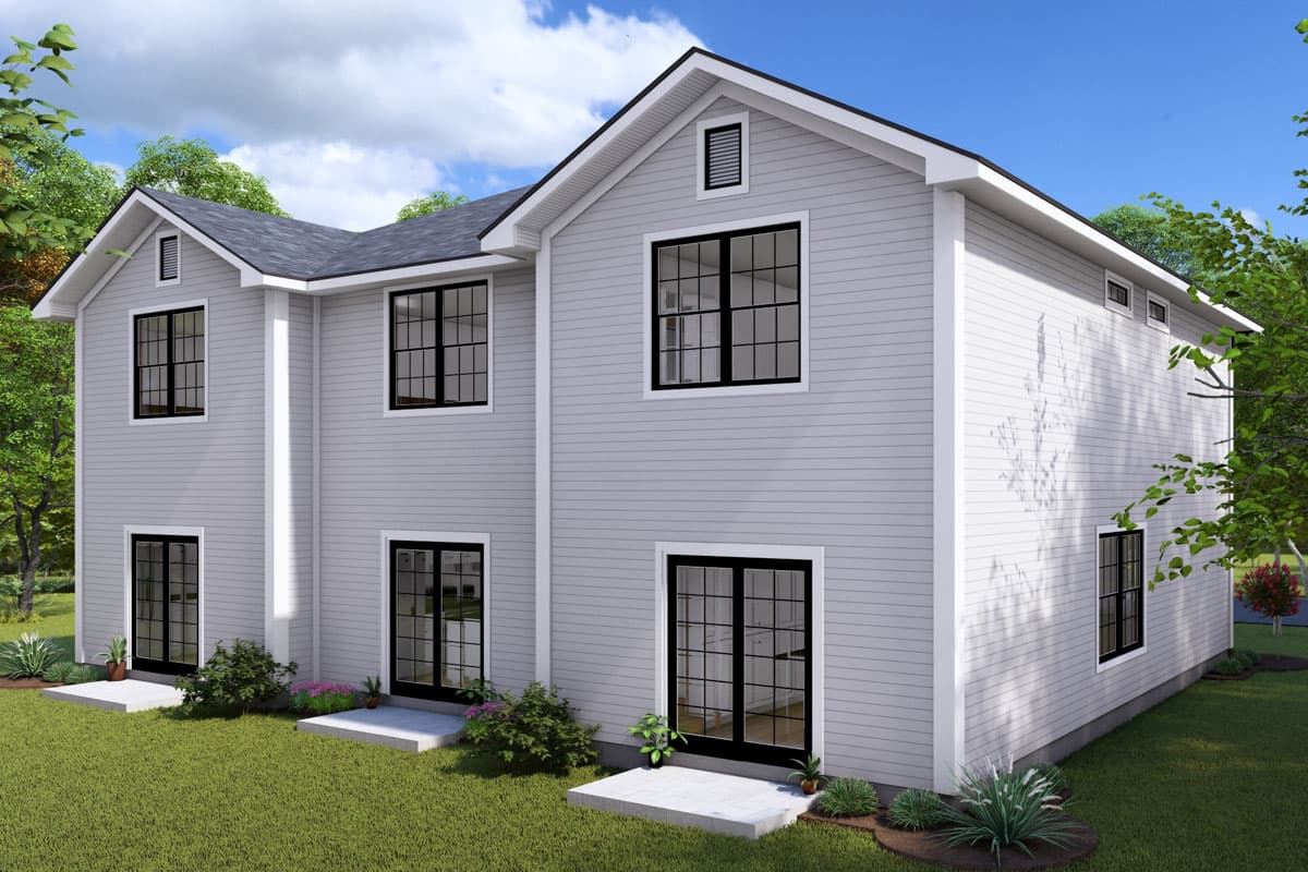 Plan 52347WM: Traditional Triplex House Plan with 2 Bed Units - 1120 Sq Ft Each - Image #4 - New American, Traditional