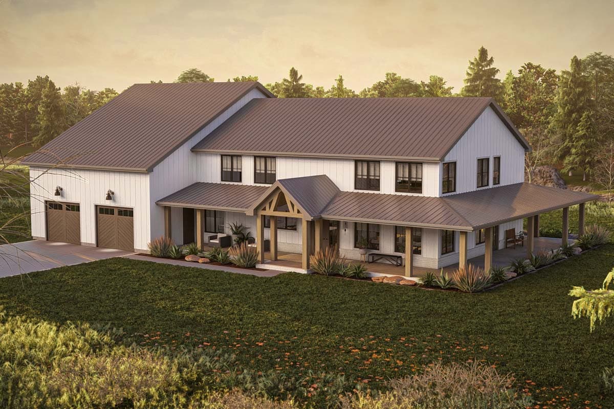 Plan 623357DJ: 2-Story Barndominium-Style Home Plan with Wrap Around Porch - 3292 Sq Ft - Image #17 - Barndominium, Country, Modern Farmhouse, New American