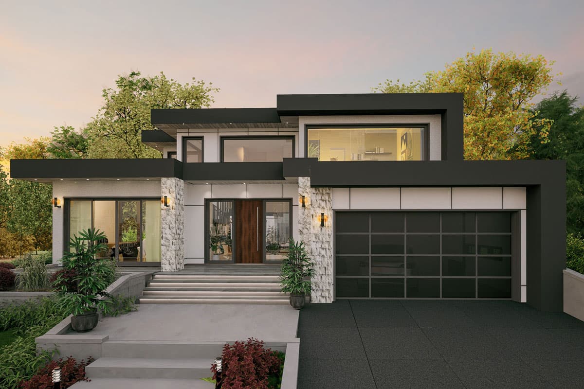 Plan 147007RML: 2-Story Contemporary House Plan with Home Office & Reading Loft - 3470 Sq Ft - Image #5 - Contemporary, Modern, Northwest