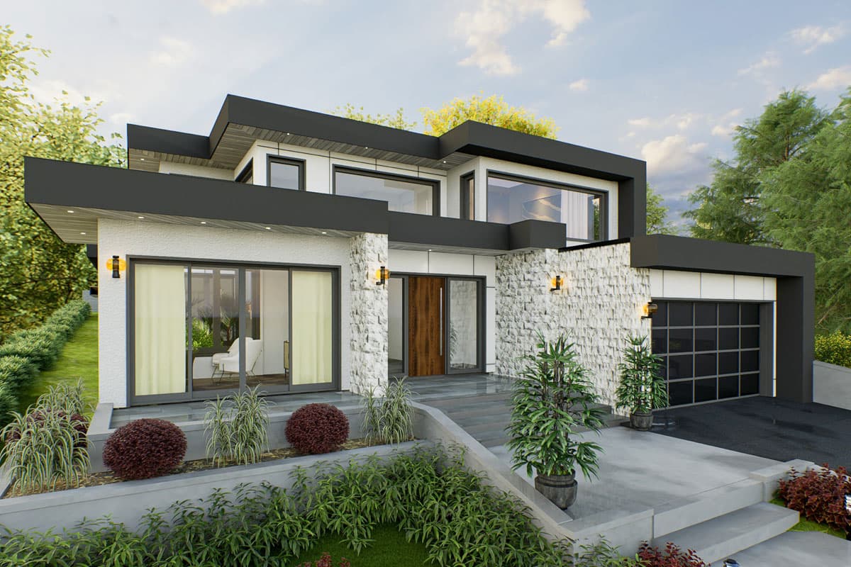 Plan 147007RML: 2-Story Contemporary House Plan with Home Office & Reading Loft - 3470 Sq Ft - Image #4 - Contemporary, Modern, Northwest