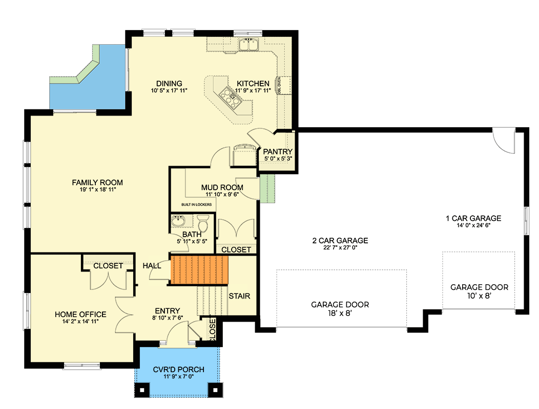 Plan 61502UT: 2 Story Traditional Home Plan with Two Story Great Room and Optional Lower Level - 3136 Sq Ft - Floor Plan - Main Level - Country, Traditional