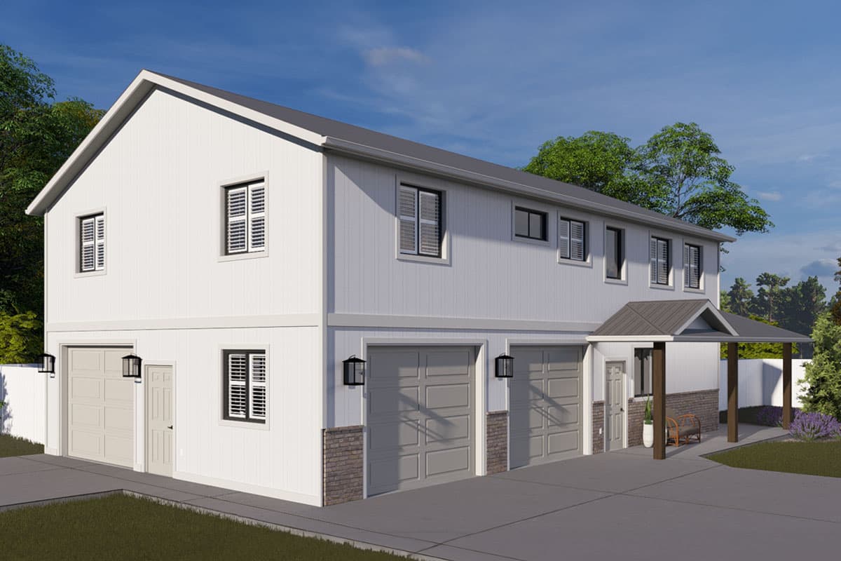 Plan 61504UT: 2 Bed Barndominium-style Home Plan with Oversized Workshop - 1488 Sq Ft - Image #5 - Barndominium, Country, New American