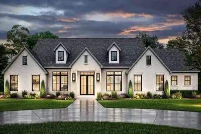 3-Bedroom Transitional House Plan with Office and Optional Bonus Room - 2859 Sq Ft