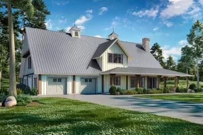 Spacious 3-Bed Modern Farmhouse Barndominium Plan with Two-Story Great Room - 3000 Sq Ft