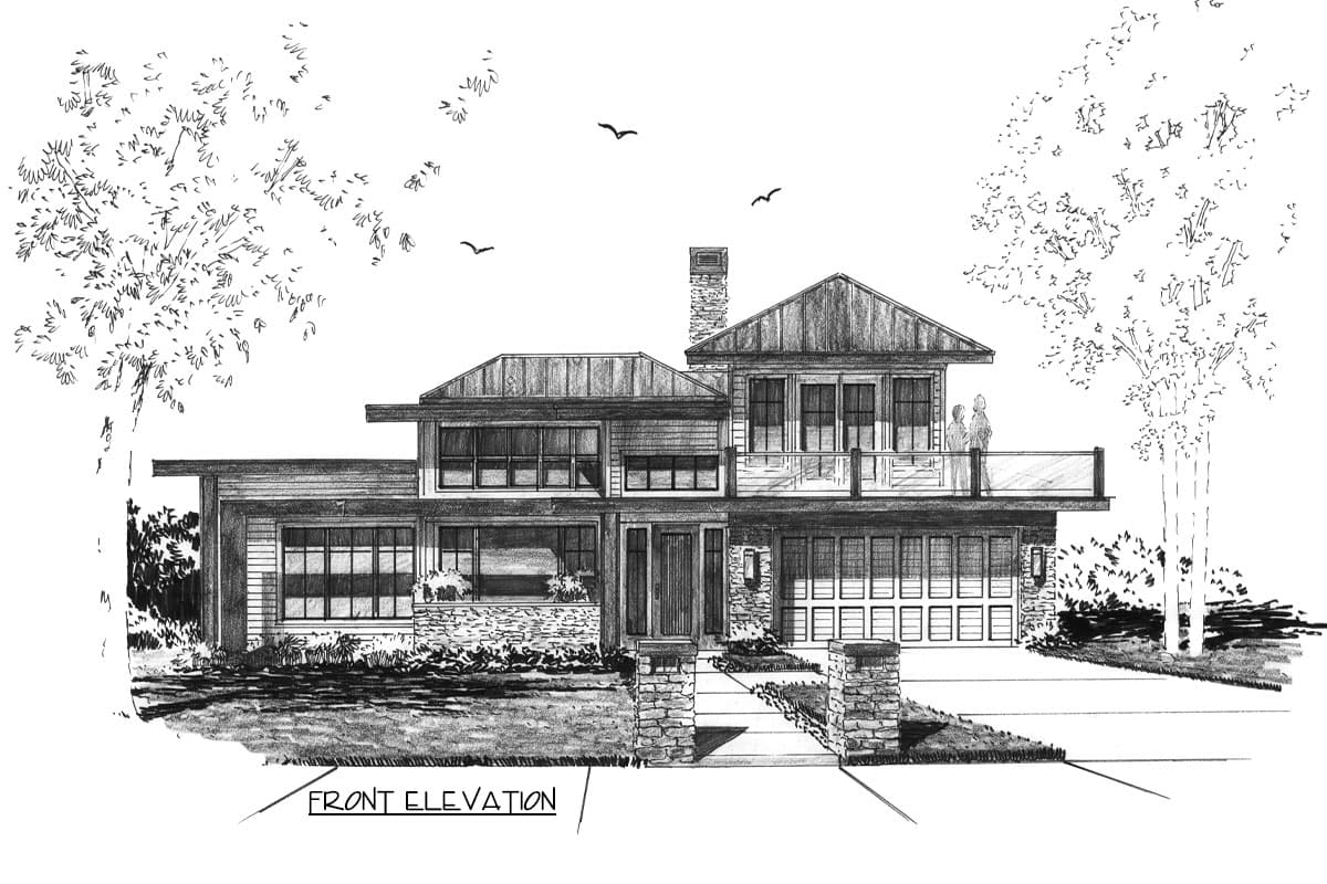 Plan 12980KN: Contemporary Northwest Style House Plan with Home Office and 2 Car Garage - 2706 Sq Ft - Image #4 - Contemporary, Modern, Northwest, Prairie
