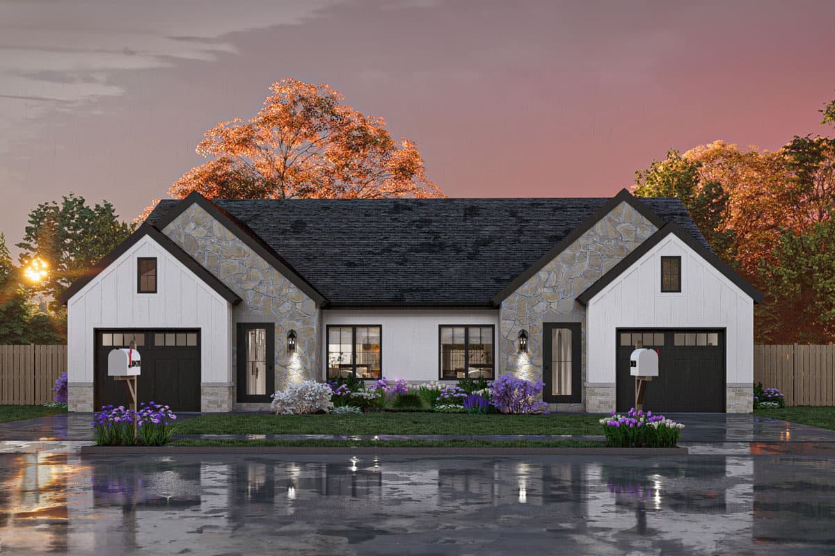 Plan 623358DJ: 2-Bed Modern Cottage Duplex with Symmetrical Units - 1231 Sq Ft - Image #8 - Cottage, Country, Modern, New American, Traditional