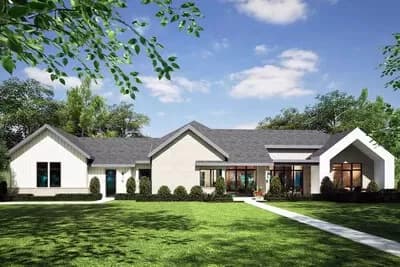 4-Bed Scandinavian Ranch House Plan with Open-Concept Floor Plan - 3517 Sq Ft