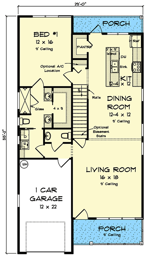 Plan 52349WM: 3-Bed Traditional Home Plan Under 1900 Sq Ft with Great Room - Floor Plan - Main Level - Country, Traditional