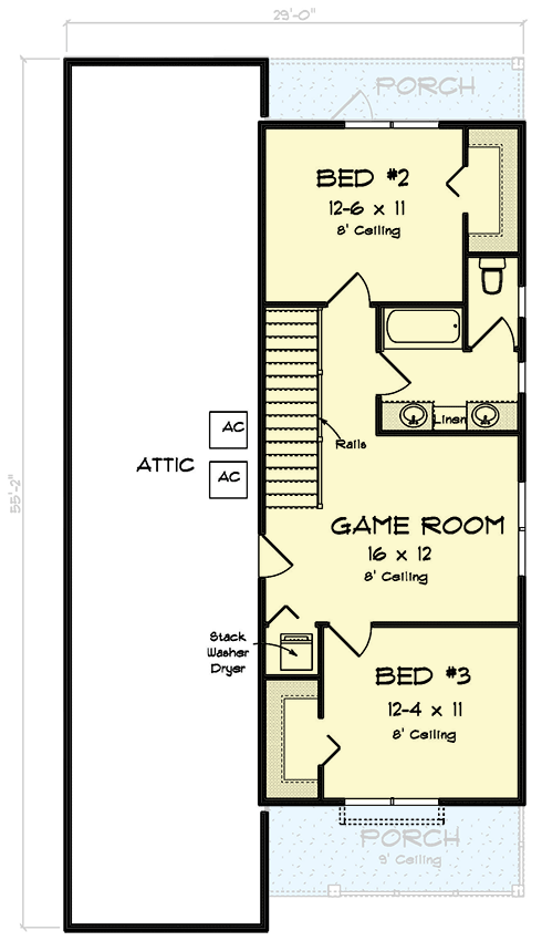 Plan 52349WM: 3-Bed Traditional Home Plan Under 1900 Sq Ft with Great Room - Floor Plan - 2nd Floor - Country, Traditional