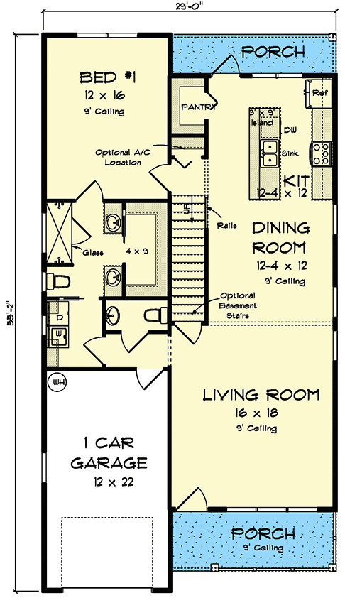 Plan 52351WM: 2-Story Traditional Home Plan with Main Level Master and Game Room - 2020 Sq Ft - Floor Plan - Main Level - Country, Traditional