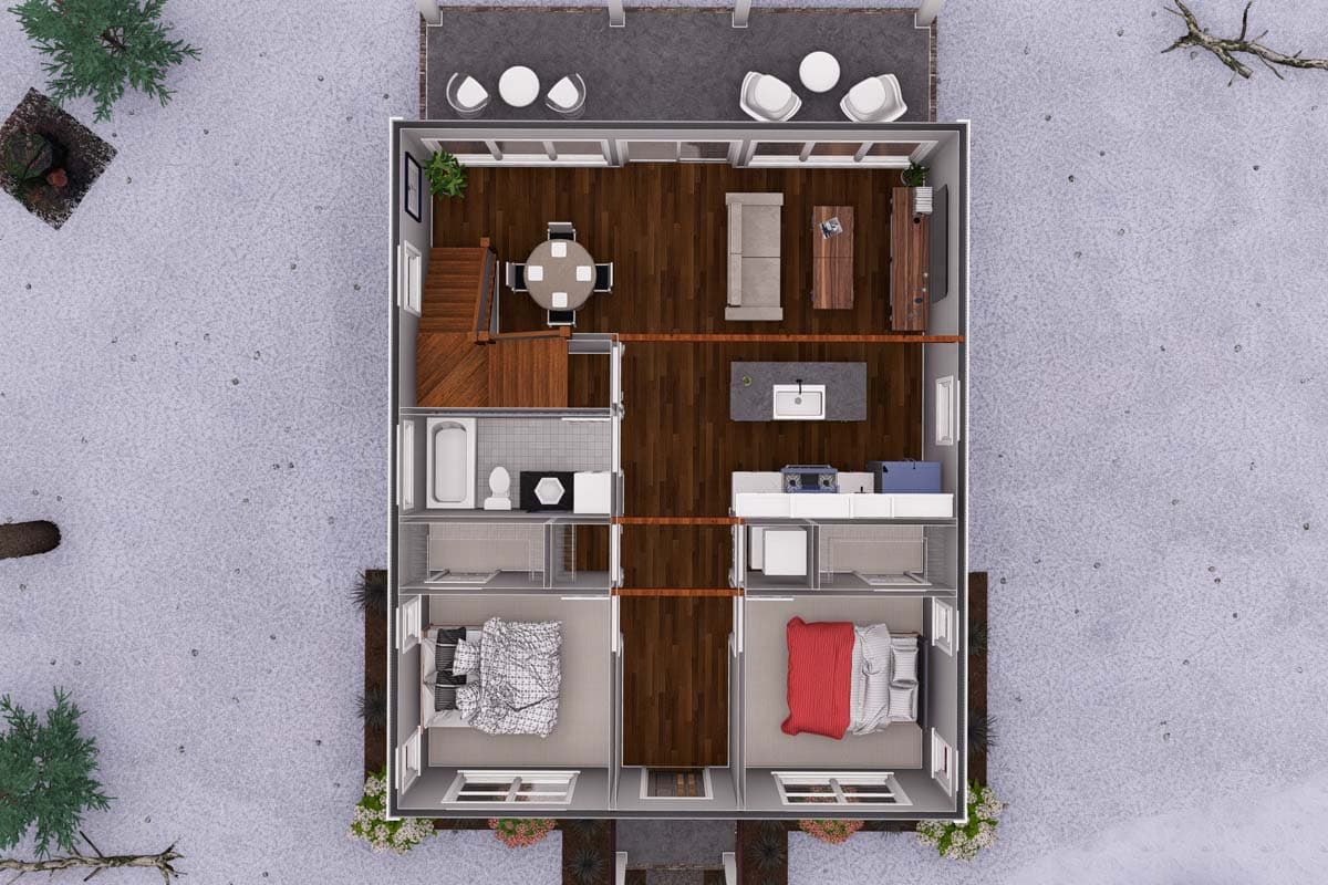 Plan 52352WM: 2-Story Traditional Home Plan with Stacked Porches - 1562 Sq Ft - Image #19 - Contemporary, Country, Mountain, Traditional