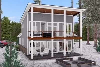 2-Story Traditional Home Plan with Stacked Porches - 1562 Sq Ft
