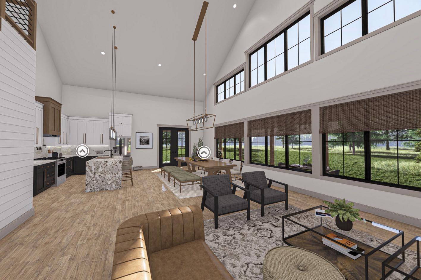 Plan 623361DJ: 3-Bed Barndominium-style House Plan with Wrap Around Porch and Loft Above - 3176 Sq Ft - Virtual Tour Cover Image - Barndominium, Country, Modern Farmhouse, New American