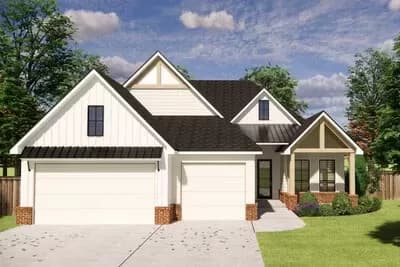 Craftsman Style Cottage with Home Office and 3 Car Garage - 2097 Sq Ft