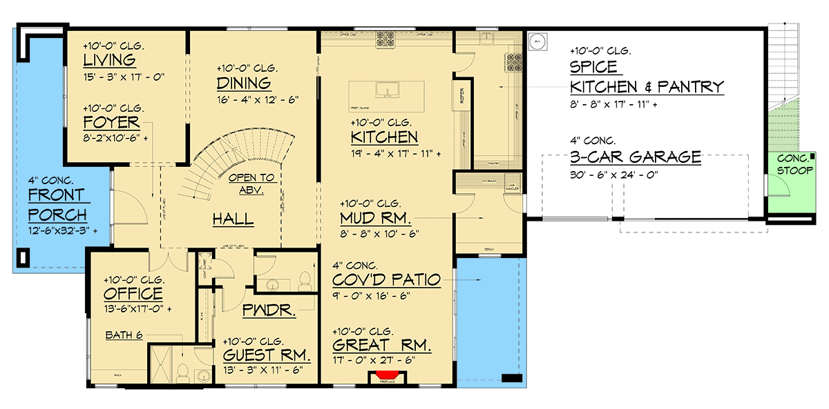 Plan 666267RAF: Two-Story Contemporary Northwest House Plan with Upstairs Apartment - 5599 Sq Ft - Floor Plan - Main Level - Contemporary, Modern, Northwest