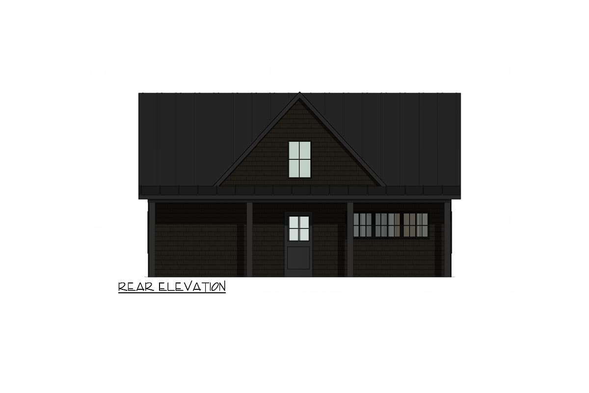 Plan 420144WNT: 2-Bed Modern Farmhouse Cottage with Semi-Closed Floor Plan - 960 Square Feet - Image #4 - Cabin, Cottage, Modern Farmhouse, Traditional, Vacation