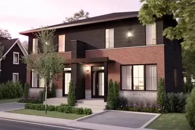 Contemporary Duplex House Plan with Matching 1613 Sq Ft Units with Lower Level Expansion