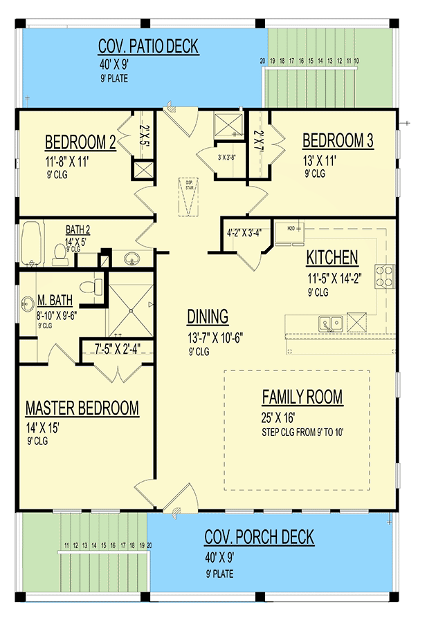 Plan 264112KMD: 2-Story Coastal Beach Home Plan with Open Concept Living and Future Space - 1693 Sq Ft - Floor Plan - 2nd Floor - Beach, Coastal, Florida-Style, Vacation