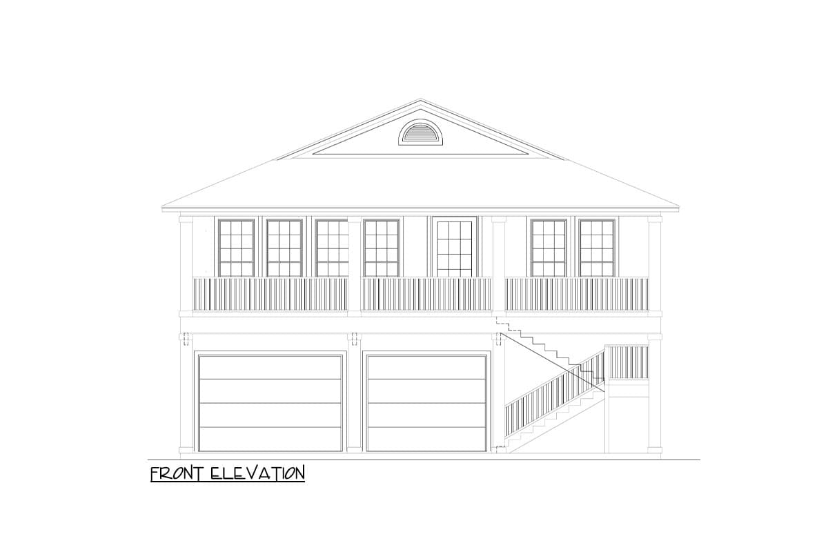 Plan 264112KMD: 2-Story Coastal Beach Home Plan with Open Concept Living and Future Space - 1693 Sq Ft - Image #5 - Beach, Coastal, Florida-Style, Vacation