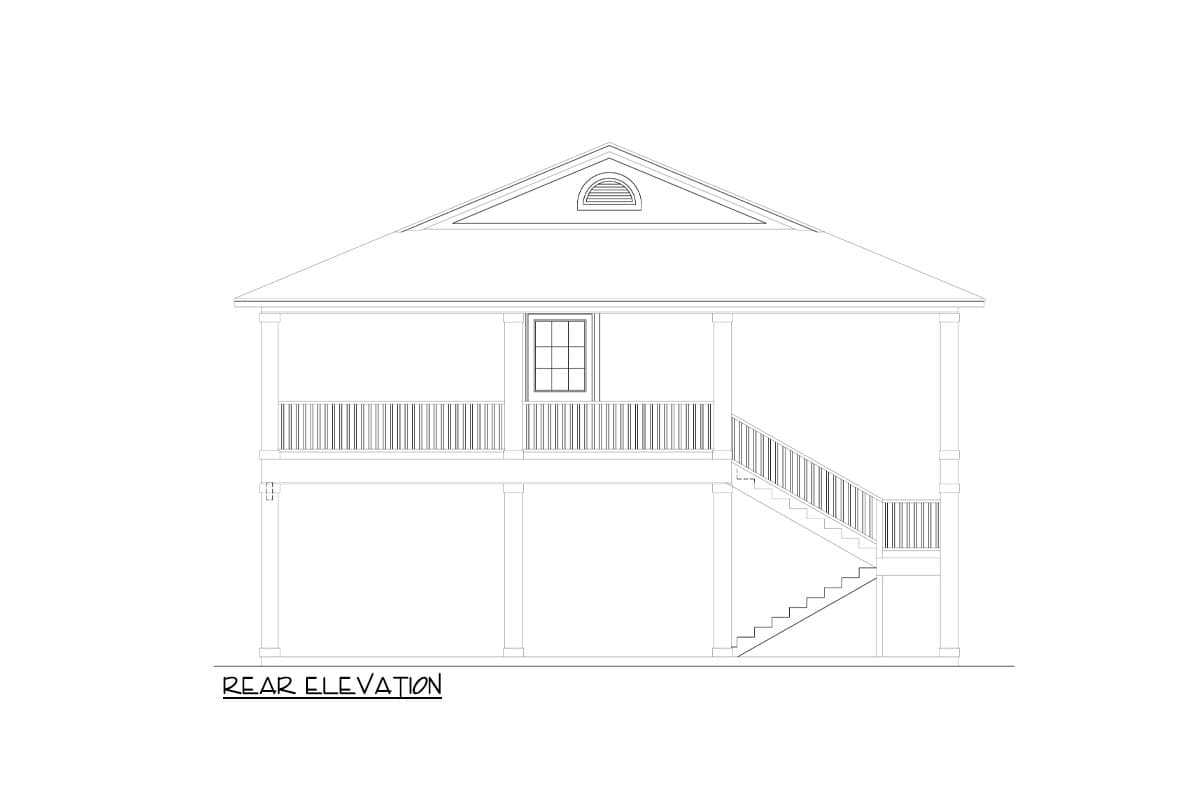 Plan 264112KMD: 2-Story Coastal Beach Home Plan with Open Concept Living and Future Space - 1693 Sq Ft - Image #7 - Beach, Coastal, Florida-Style, Vacation