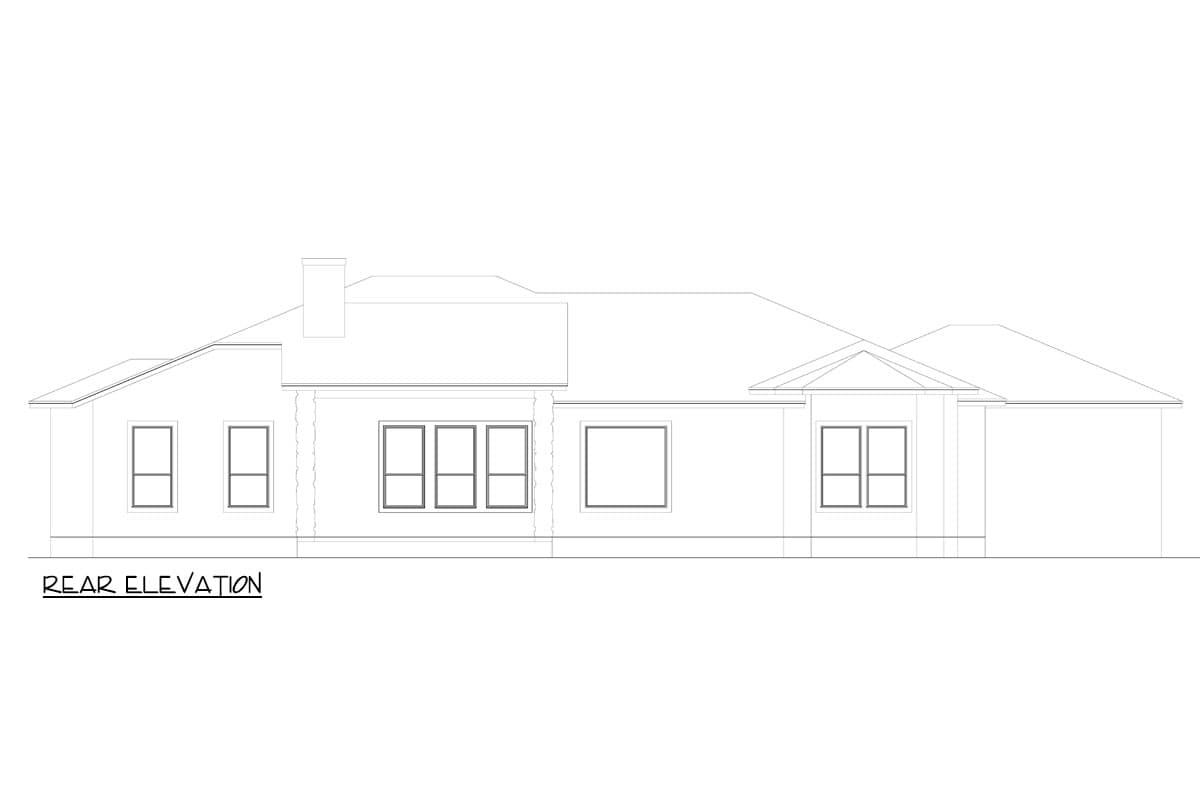 Plan 264116KMD: Stone and Stucco One-Story House Plan with 3 Bedrooms and 2 Car Garage - 2282 Sq Ft - Image #4 - Ranch, Southern, Transitional