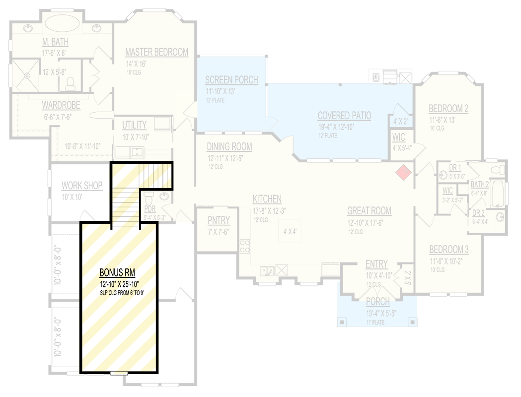 Plan 264121KMD: One-Level House Plan with Mixed Material Exterior and a 3-Car Garage with Workshop - 2388 Sq Ft - Floor Plan - 2nd Floor - Hill Country, Ranch