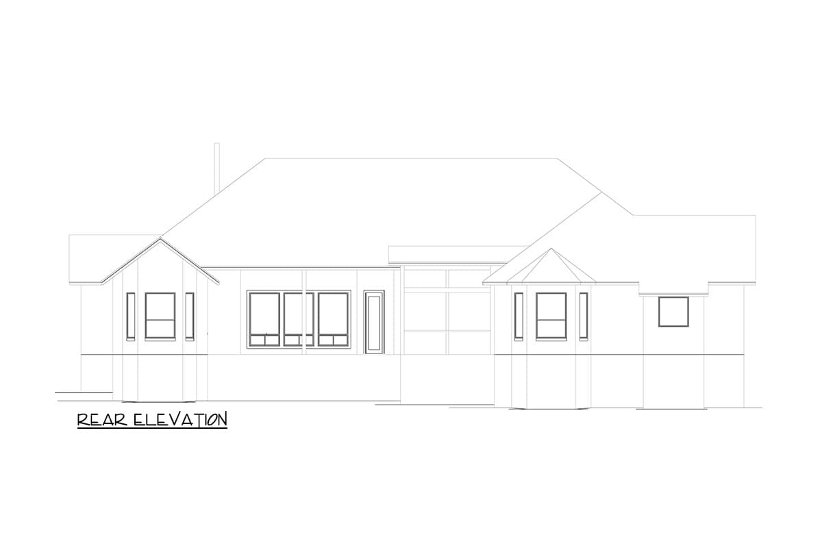 Plan 264121KMD: One-Level House Plan with Mixed Material Exterior and a 3-Car Garage with Workshop - 2388 Sq Ft - Image #4 - Hill Country, Ranch