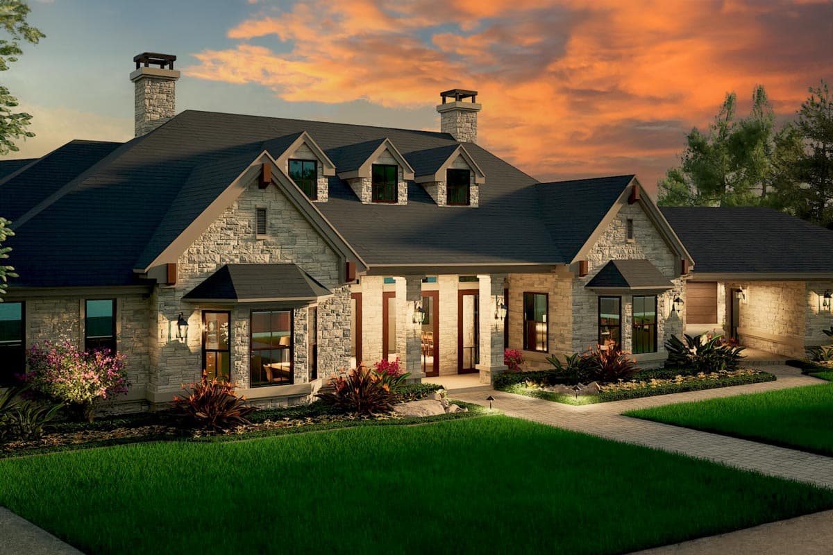 Plan 36238TX: 4-Bed Hill Country Ranch House Plan with V-Shaped Footprint - 6610 Sq Ft - Image #12 - Country, Hill Country, Ranch, Traditional