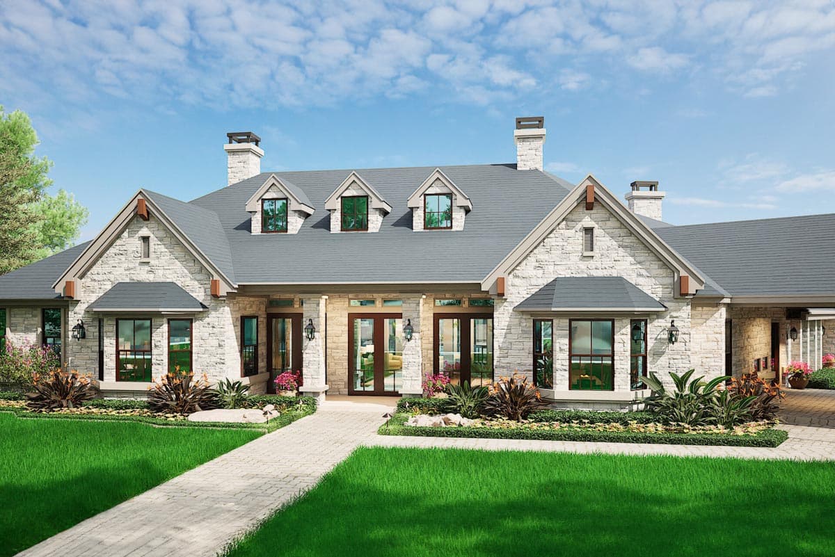 Plan 36238TX: 4-Bed Hill Country Ranch House Plan with V-Shaped Footprint - 6610 Sq Ft - Image #9 - Country, Hill Country, Ranch, Traditional