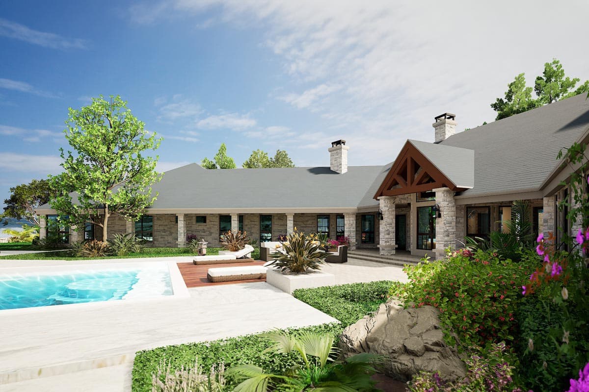 Plan 36238TX: 4-Bed Hill Country Ranch House Plan with V-Shaped Footprint - 6610 Sq Ft - Image #4 - Country, Hill Country, Ranch, Traditional