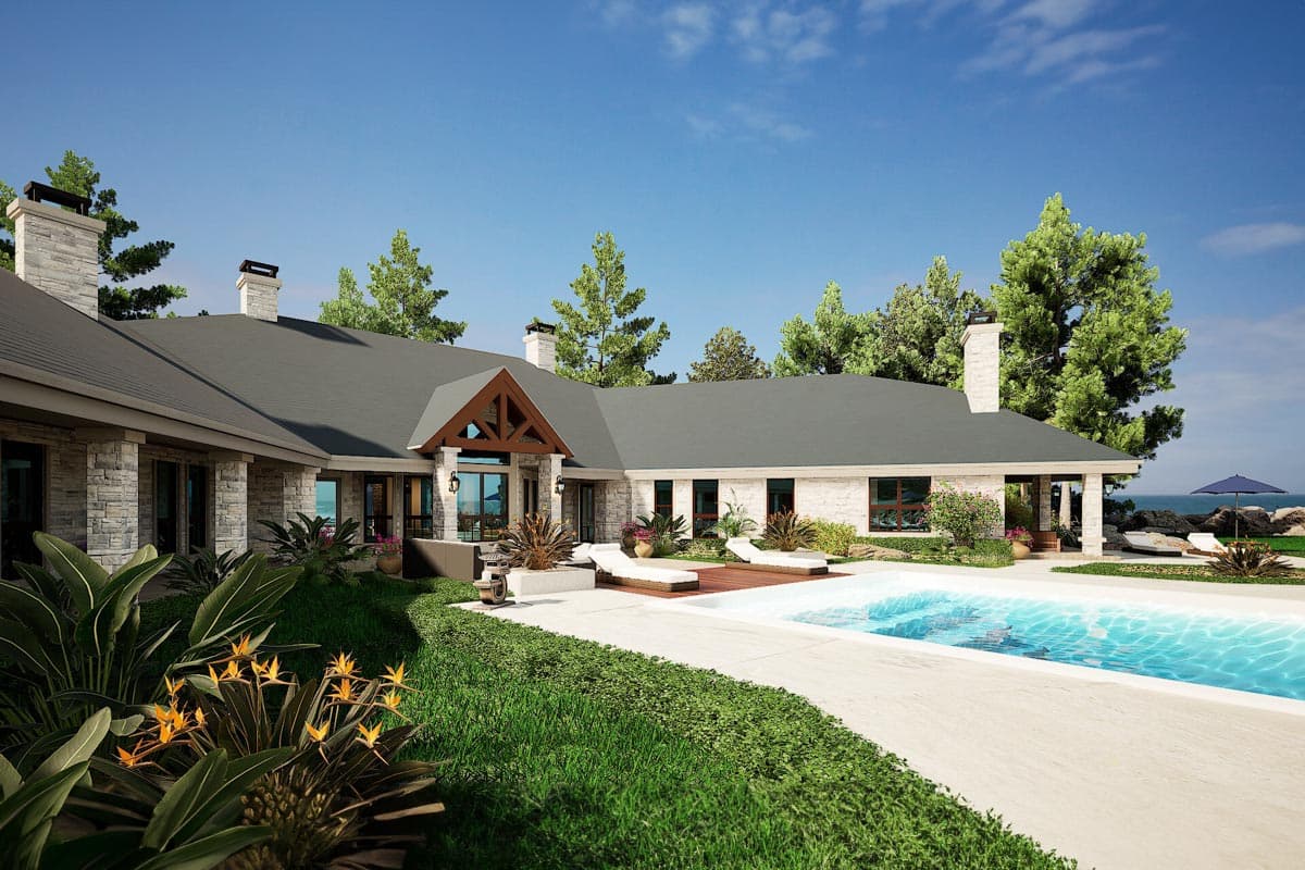 Plan 36238TX: 4-Bed Hill Country Ranch House Plan with V-Shaped Footprint - 6610 Sq Ft - Image #7 - Country, Hill Country, Ranch, Traditional