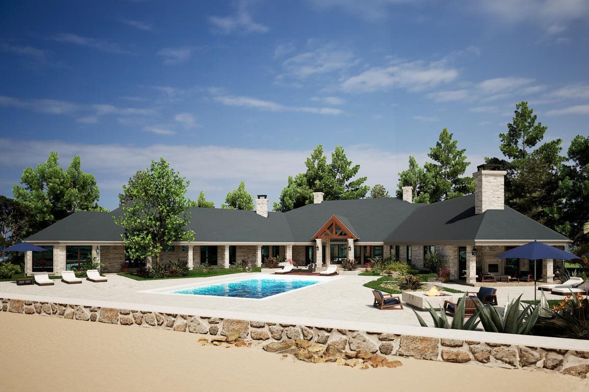 Plan 36238TX: 4-Bed Hill Country Ranch House Plan with V-Shaped Footprint - 6610 Sq Ft - Image #6 - Country, Hill Country, Ranch, Traditional