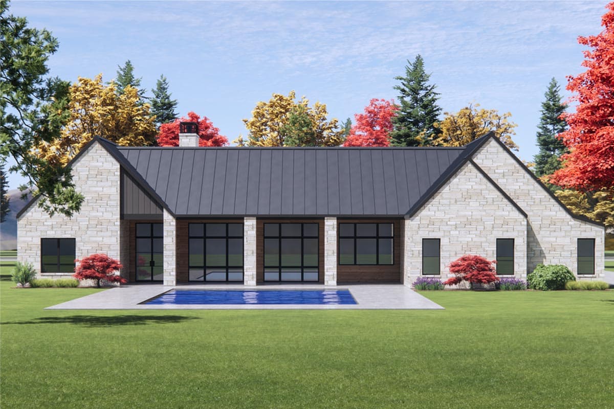 Plan 818130JSS: Contemporary Scandinavian Inspired House Plan with Bonus Room - Image #4 - Contemporary, Modern, Ranch, Scandinavian