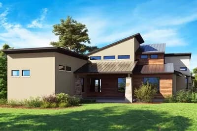 Modern House Plan with Upstairs Study Overlooking Great Room Below - 2596 Sq Ft