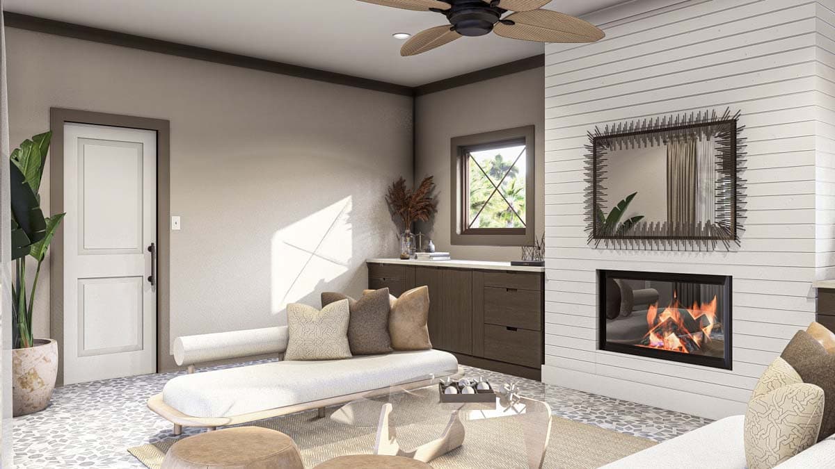 Plan 623363DJ: Mediterranean Pool House with 2 Baths and an Outdoor Kitchen - Image #6 - Mediterranean