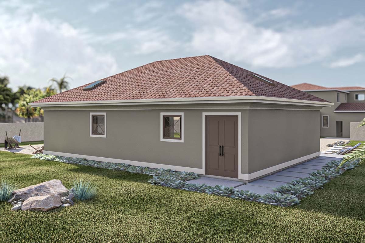 Plan 623363DJ: Mediterranean Pool House with 2 Baths and an Outdoor Kitchen - Image #9 - Mediterranean