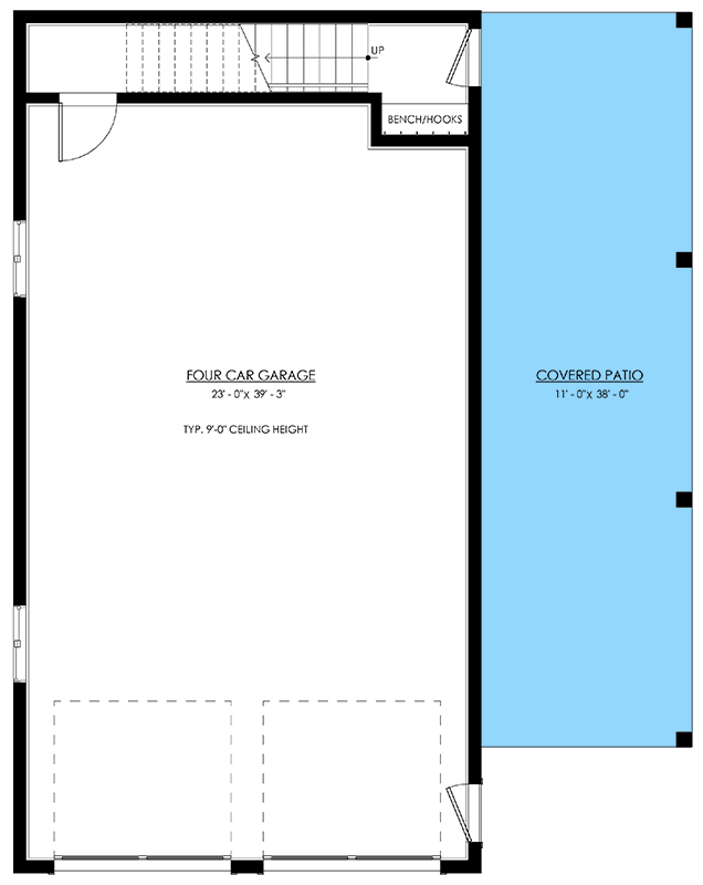 Plan 270098AF: Modern Farmhouse-Style Garage with 873 Sq Ft 2-Bed Apartment Upstairs - Floor Plan - Main Level - Carriage, Country, Modern Farmhouse, New American