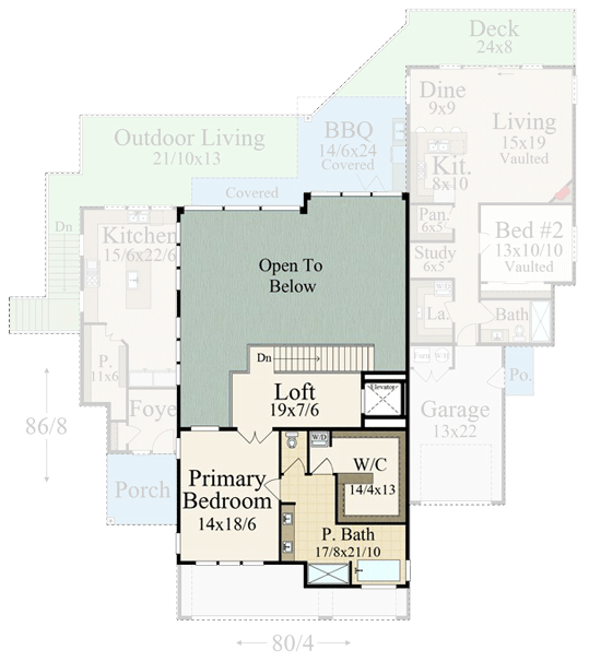 Plan 85443MS: Multi-Generational Home Plan with Three Kitchens and Finished Lower Level - 5783 Sq Ft - Floor Plan - 2nd Floor - Contemporary, Modern, Northwest