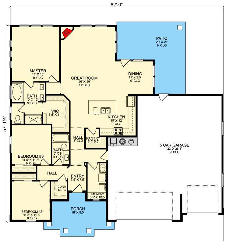 Plan 580100DFT: 3-Bed Craftsman Style Home Plan with Formal Dining Area and Walk-in Pantry - 1781 Sq Ft - Floor Plan - Main Level - Craftsman, Prairie, Ranch