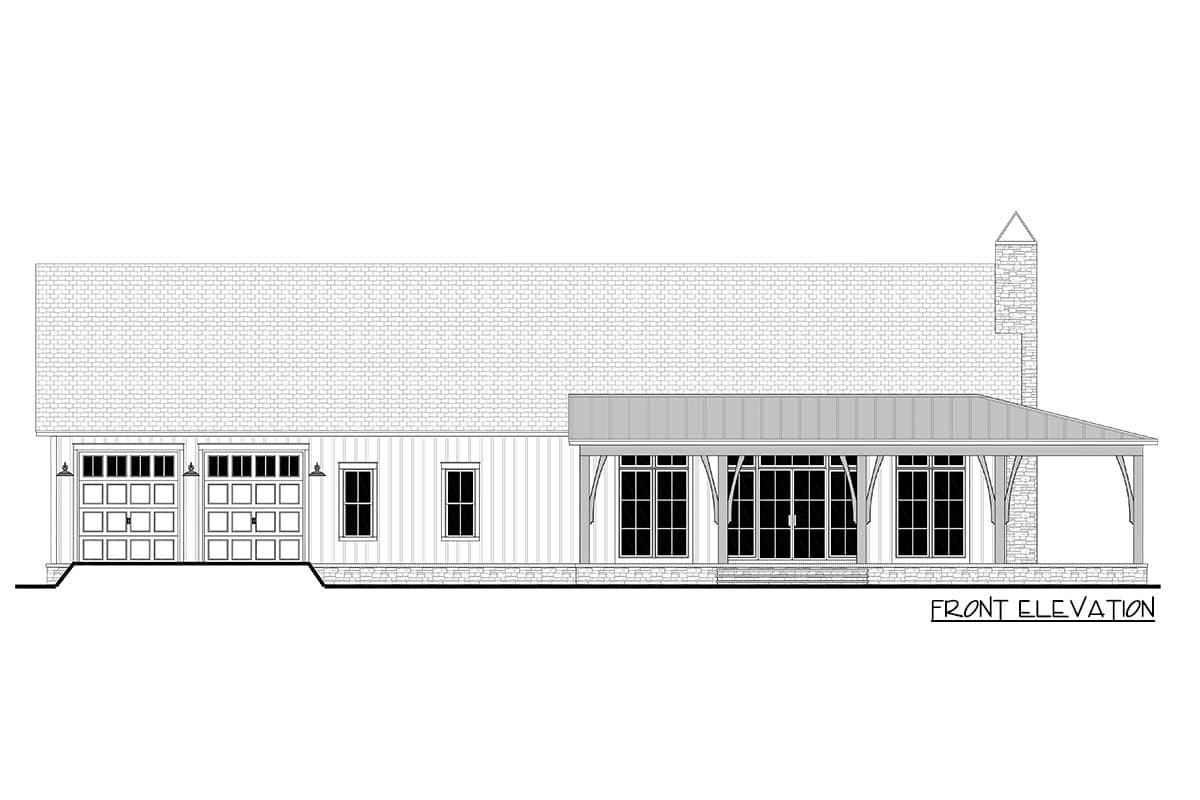 Plan 51964HZ: 3-Bedroom Barndo-Style Farmhouse House Plan Under 2000 Square Feet - Image #8 - Barndominium, Country, Farmhouse, Modern Farmhouse, New American