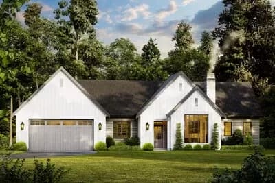 2-Bedroom Transitional House Plan with Vaulted Open Living Space - 1077 Sq Ft
