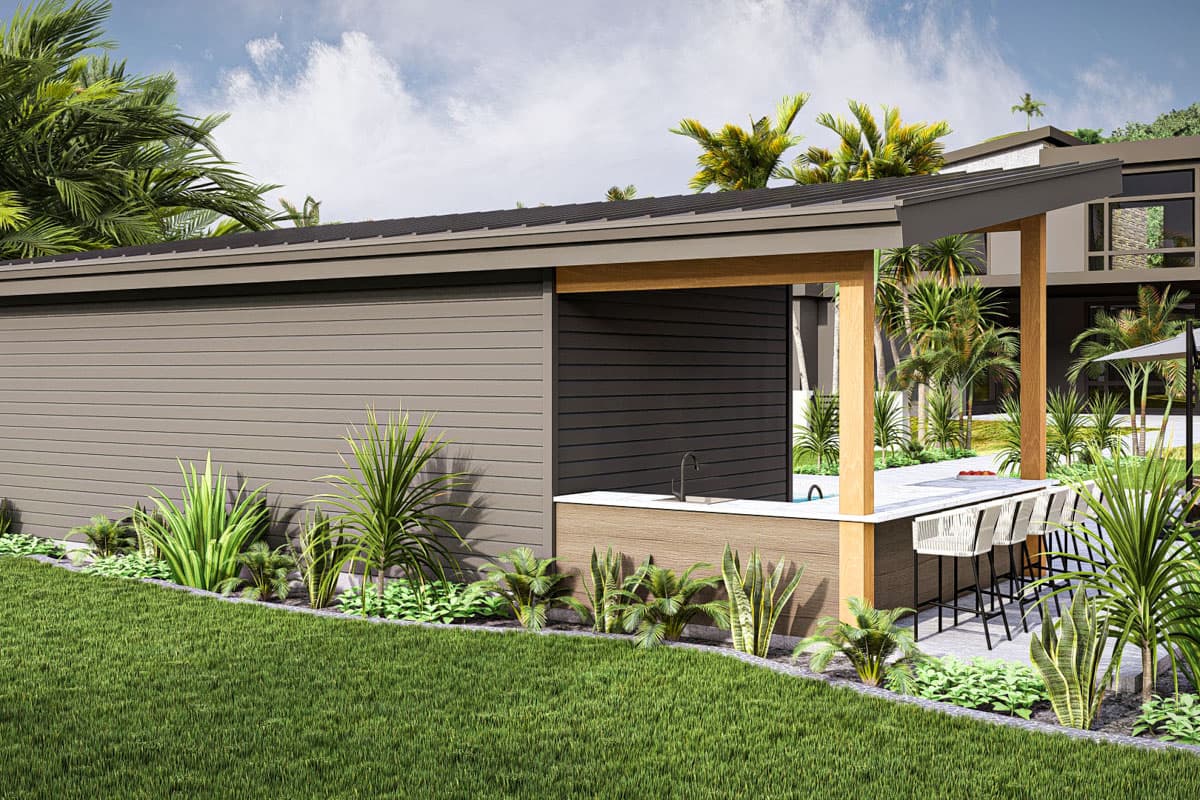 Plan 623366DJ: Contemporary Pool House with Outdoor Kitchen  - Image #7 - Contemporary, Modern